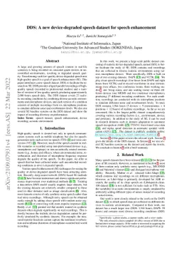 DDS: A new device-degraded speech dataset for speech enhancement