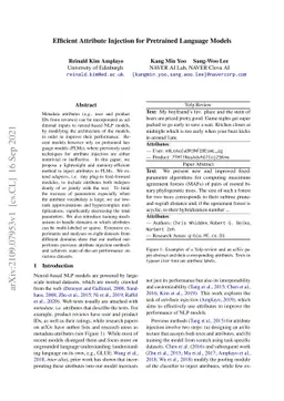 Efficient Attribute Injection for Pretrained Language Models