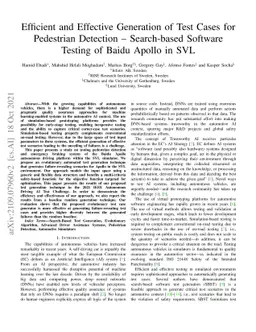 Efficient and Effective Generation of Test Cases for Pedestrian
  Detection -- Search-based Software Testing of Baidu Apollo in SVL