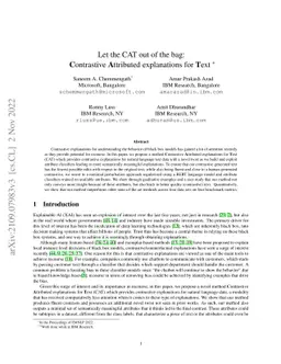 Let the CAT out of the bag: Contrastive Attributed explanations for Text