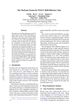 The NiuTrans System for WNGT 2020 Efficiency Task