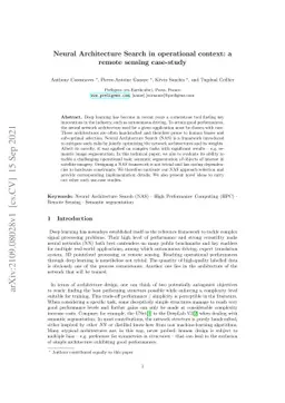 Neural Architecture Search in operational context: a remote sensing
  case-study