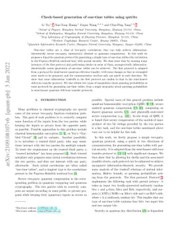 Check-based generation of one-time tables using qutrits