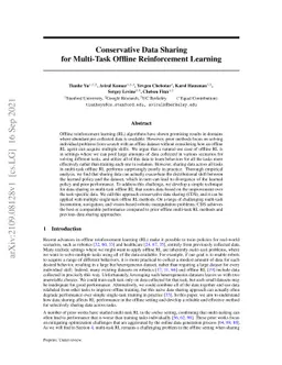 Conservative Data Sharing for Multi-Task Offline Reinforcement Learning