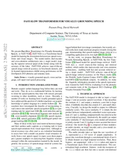 Fast-Slow Transformer for Visually Grounding Speech