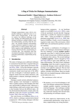 A Bag of Tricks for Dialogue Summarization