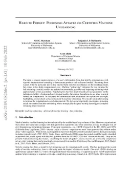 Hard to Forget: Poisoning Attacks on Certified Machine Unlearning