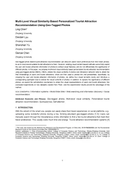 Multi-Level Visual Similarity Based Personalized Tourist Attraction
  Recommendation Using Geo-Tagged Photos