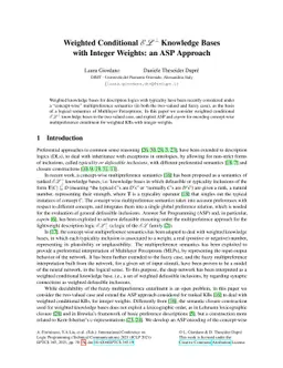 Weighted Conditional EL{^}bot Knowledge Bases with Integer Weights: an
  ASP Approach
