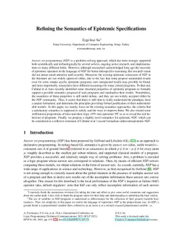 Refining the Semantics of Epistemic Specifications