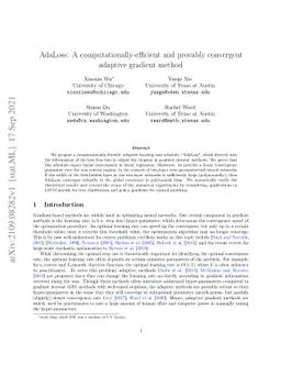 AdaLoss: A computationally-efficient and provably convergent adaptive
  gradient method