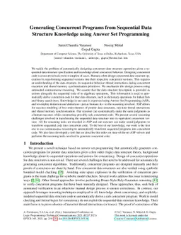 Generating Concurrent Programs From Sequential Data Structure Knowledge
  Using Answer Set Programming