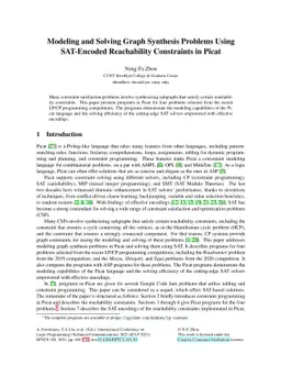 Modeling and Solving Graph Synthesis Problems Using SAT-Encoded
  Reachability Constraints in Picat
