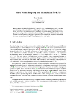 Finite Model Property and Bisimulation for LFD