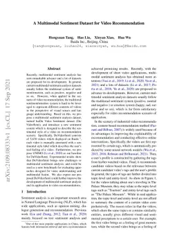 A Multimodal Sentiment Dataset for Video Recommendation