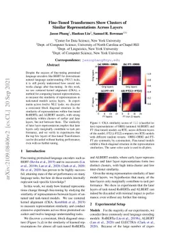Fine-Tuned Transformers Show Clusters of Similar Representations Across
  Layers