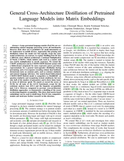 General Cross-Architecture Distillation of Pretrained Language Models
  into Matrix Embeddings
