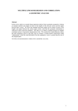 Multiple Linear Regression and Correlation: A Geometric Analysis