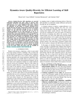 Dynamics-Aware Quality-Diversity for Efficient Learning of Skill
  Repertoires