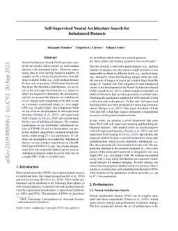 Self-Supervised Neural Architecture Search for Imbalanced Datasets