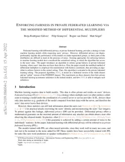Enforcing fairness in private federated learning via the modified method
  of differential multipliers