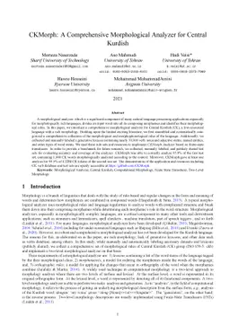 CKMorph: A Comprehensive Morphological Analyzer for Central Kurdish