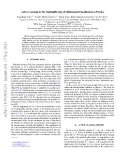 Active Learning for the Optimal Design of Multinomial Classification in
  Physics