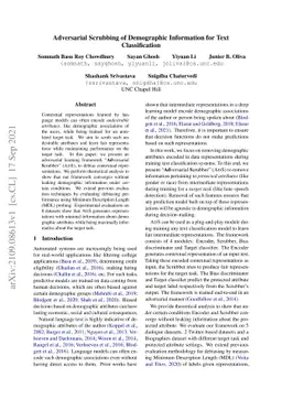 Adversarial Scrubbing of Demographic Information for Text Classification