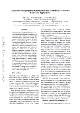 Classification-based Quality Estimation: Small and Efficient Models for
  Real-world Applications