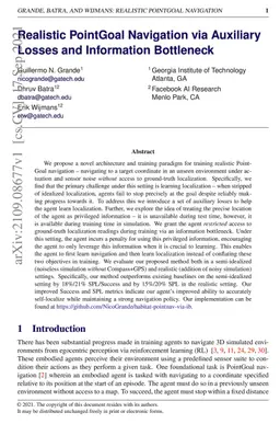 Realistic PointGoal Navigation via Auxiliary Losses and Information
  Bottleneck