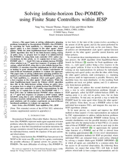 Solving infinite-horizon Dec-POMDPs using Finite State Controllers
  within JESP