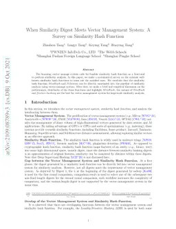 When Similarity Digest Meets Vector Management System: A Survey on
  Similarity Hash Function