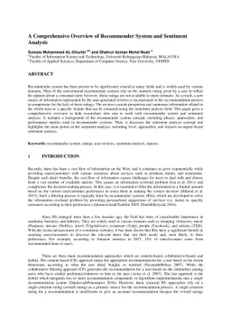 A Comprehensive Overview of Recommender System and Sentiment Analysis