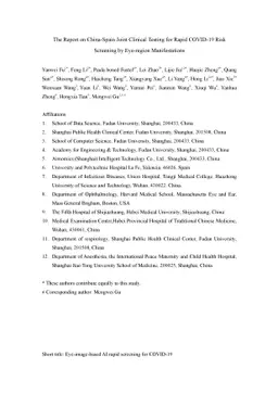 The Report on China-Spain Joint Clinical Testing for Rapid COVID-19 Risk
  Screening by Eye-region Manifestations