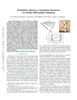 Probabilistic Inference of Simulation Parameters via Parallel
  Differentiable Simulation