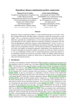 Dependency distance minimization predicts compression