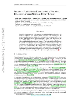 Weakly Supervised Explainable Phrasal Reasoning with Neural Fuzzy Logic