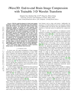 iWave3D: End-to-end Brain Image Compression with Trainable 3-D Wavelet
  Transform