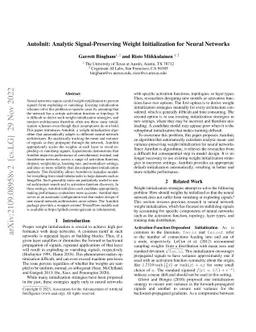 AutoInit: Analytic Signal-Preserving Weight Initialization for Neural
  Networks