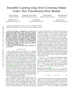 Ensemble Learning using Error Correcting Output Codes: New
  Classification Error Bounds