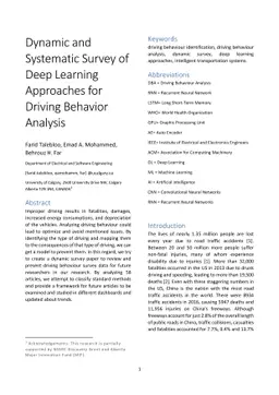 Dynamic and Systematic Survey of Deep Learning Approaches for Driving
  Behavior Analysis