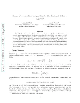 Sharp Concentration Inequalities for the Centered Relative Entropy