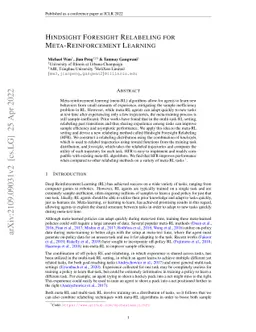 Hindsight Foresight Relabeling for Meta-Reinforcement Learning