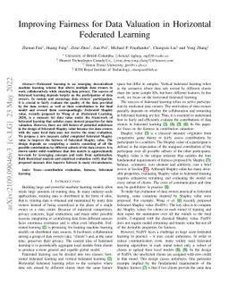 Improving Fairness for Data Valuation in Horizontal Federated Learning