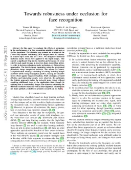 Towards robustness under occlusion for face recognition
