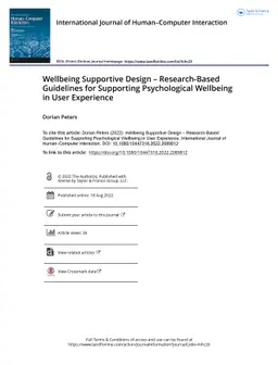 Wellbeing supportive design -- Research-based guidelines for supporting
  psychological wellbeing in user experience