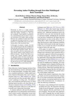 Preventing Author Profiling through Zero-Shot Multilingual
  Back-Translation