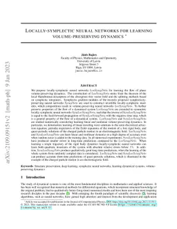 Locally-symplectic neural networks for learning volume-preserving
  dynamics