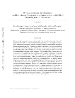 Optimal Ensemble Construction for Multi-Study Prediction with
  Applications to COVID-19 Excess Mortality Estimation