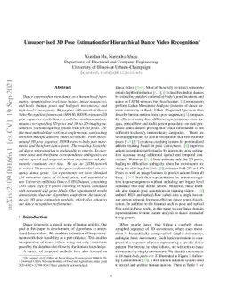Unsupervised 3D Pose Estimation for Hierarchical Dance Video Recognition